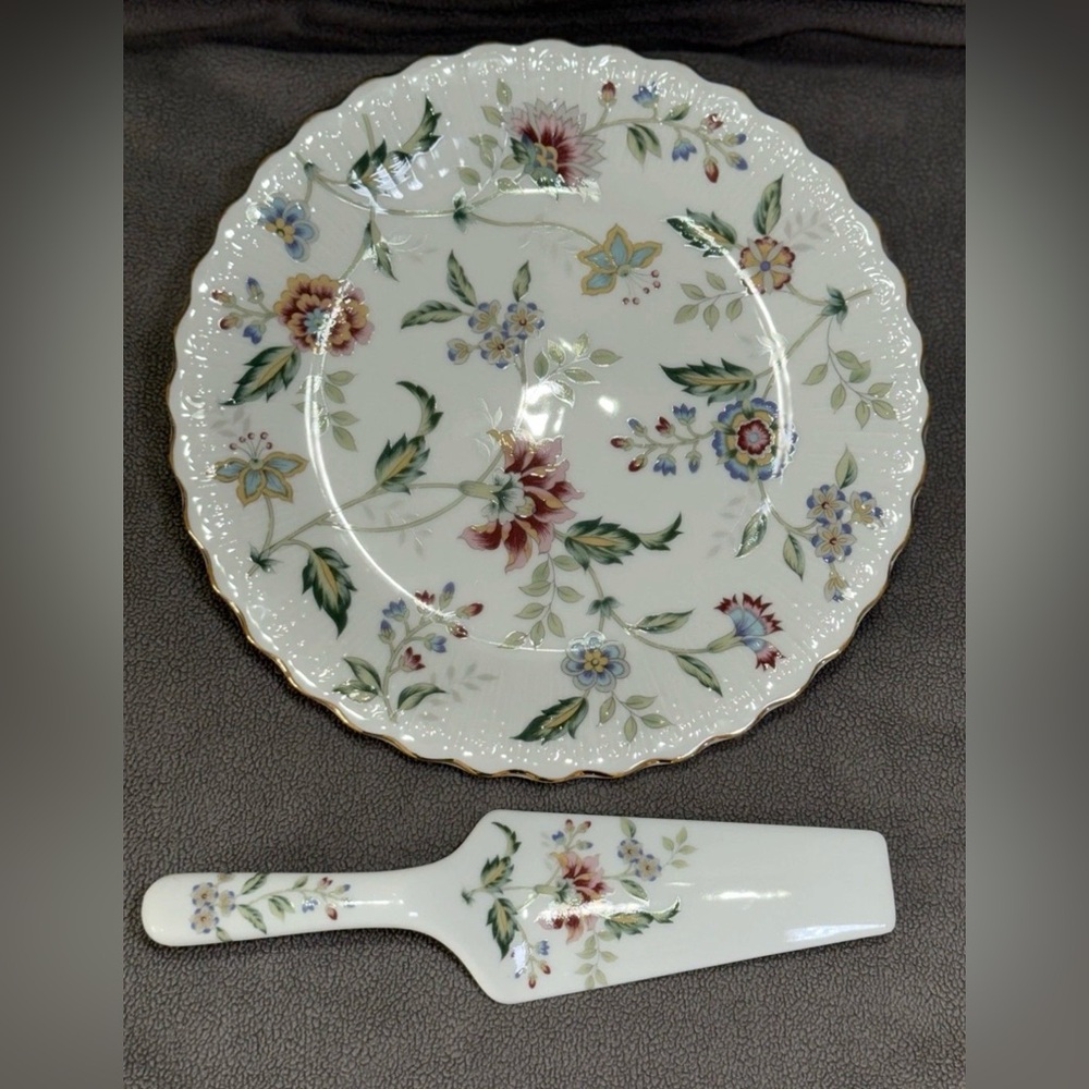 Vintage Andrea by Sadek Buckingham 10" Porcelain Cake Plate & Server JAPAN - Picture 7 of 13